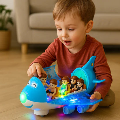 Elektryczny samolot z muzyką, światłami i unikanie przeszkód