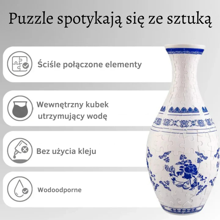 Elegancki wazon 3D z puzzli