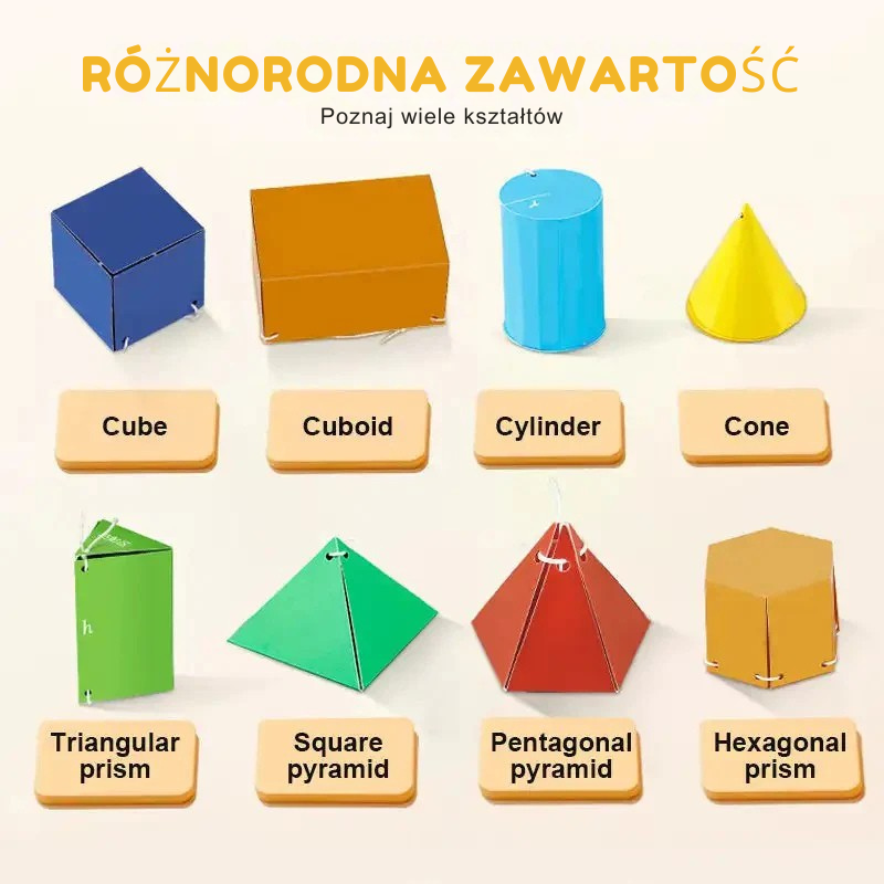 Interaktywny podręcznik geometrii dla dzieci – składanie figur 3D