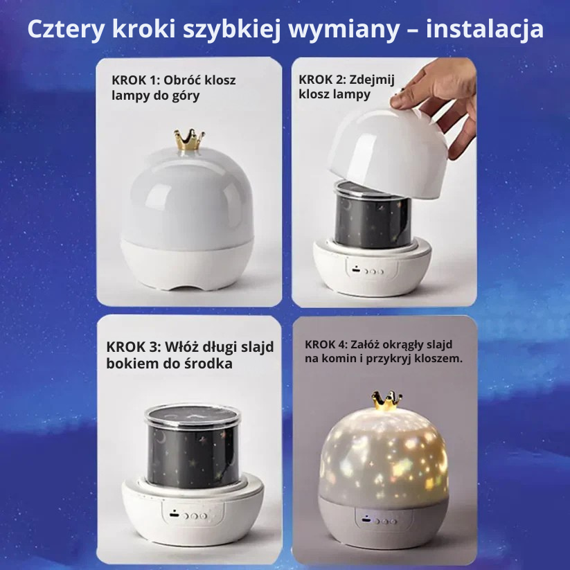 2w1 Lampka nocna i projektor gwiazd dla dzieci