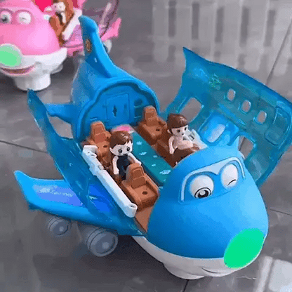 Elektryczny samolot z muzyką, światłami i unikanie przeszkód