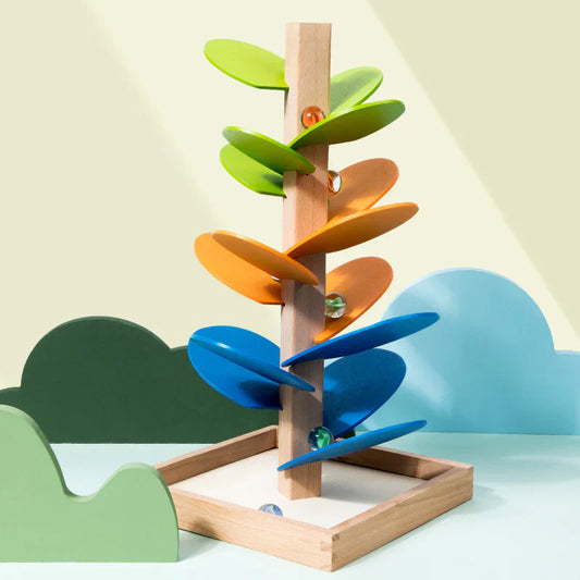 Montessori Tęczowa Wieża z Kulami – Drewniana Zabawka Sensoryczna