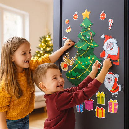 Świąteczny zestaw magnetycznych naklejek Montessori do samodzielnego dekorowania
